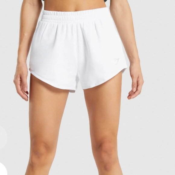 Gymshark Pants - Gymshark Women's Training Sweat Shorts White Size M